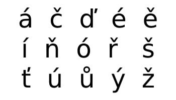 Czech alphabet additional characters