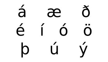 Icelandic alphabet additional characters