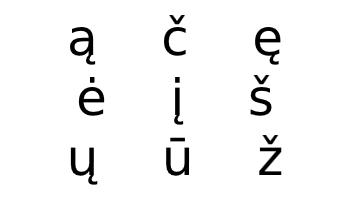 Lithuanian alphabet additional characters