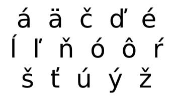 Slovak alphabet additional characters